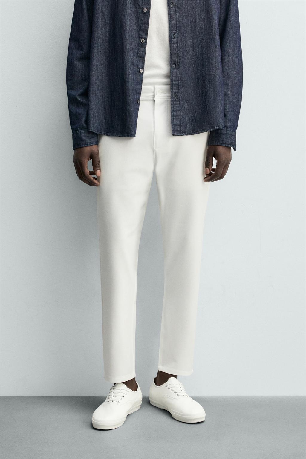 БРЮКИ ЧИНОС ИЗ РЕЛЬЕФНОЙ ТКАНИ С ЭЛАСТИЧНОСТЬЮ