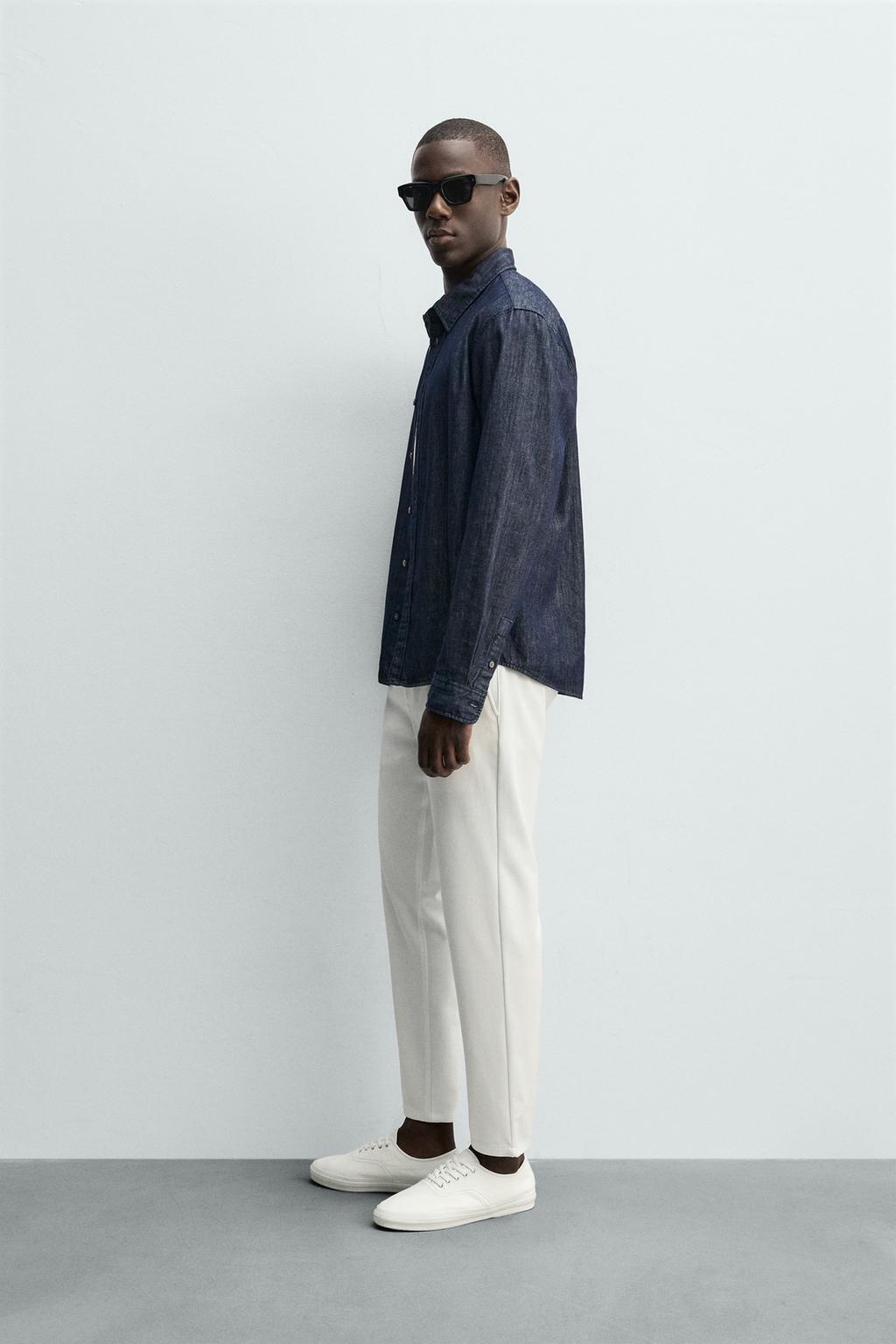 БРЮКИ ЧИНОС ИЗ РЕЛЬЕФНОЙ ТКАНИ С ЭЛАСТИЧНОСТЬЮ