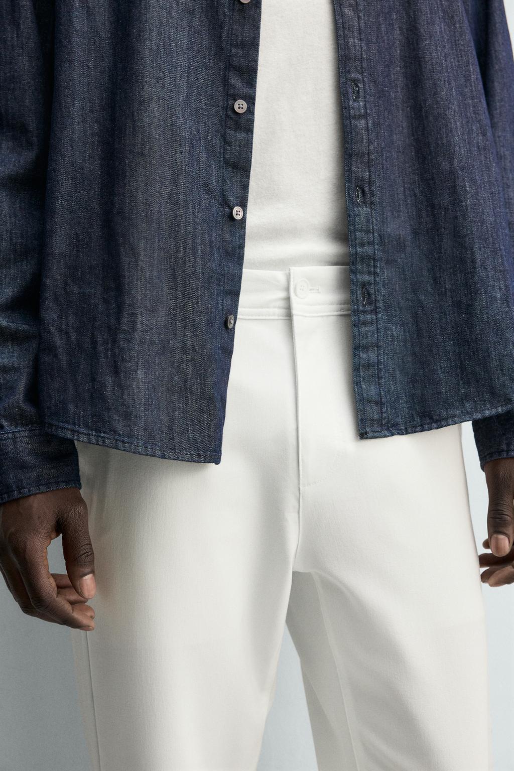 БРЮКИ ЧИНОС ИЗ РЕЛЬЕФНОЙ ТКАНИ С ЭЛАСТИЧНОСТЬЮ