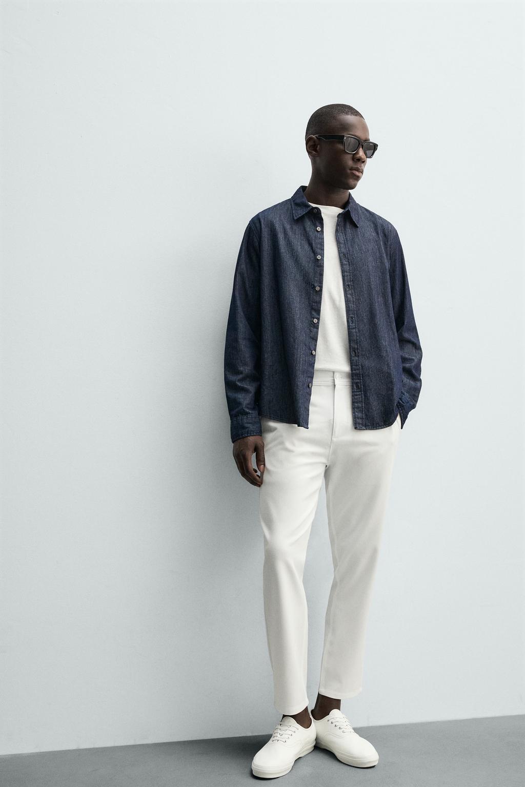 БРЮКИ ЧИНОС ИЗ РЕЛЬЕФНОЙ ТКАНИ С ЭЛАСТИЧНОСТЬЮ