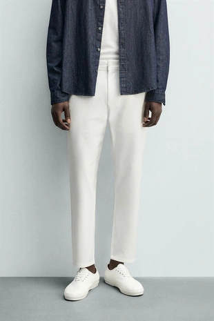 Брюки чинос из рельефной ткани с эластичностью- Заказать в России