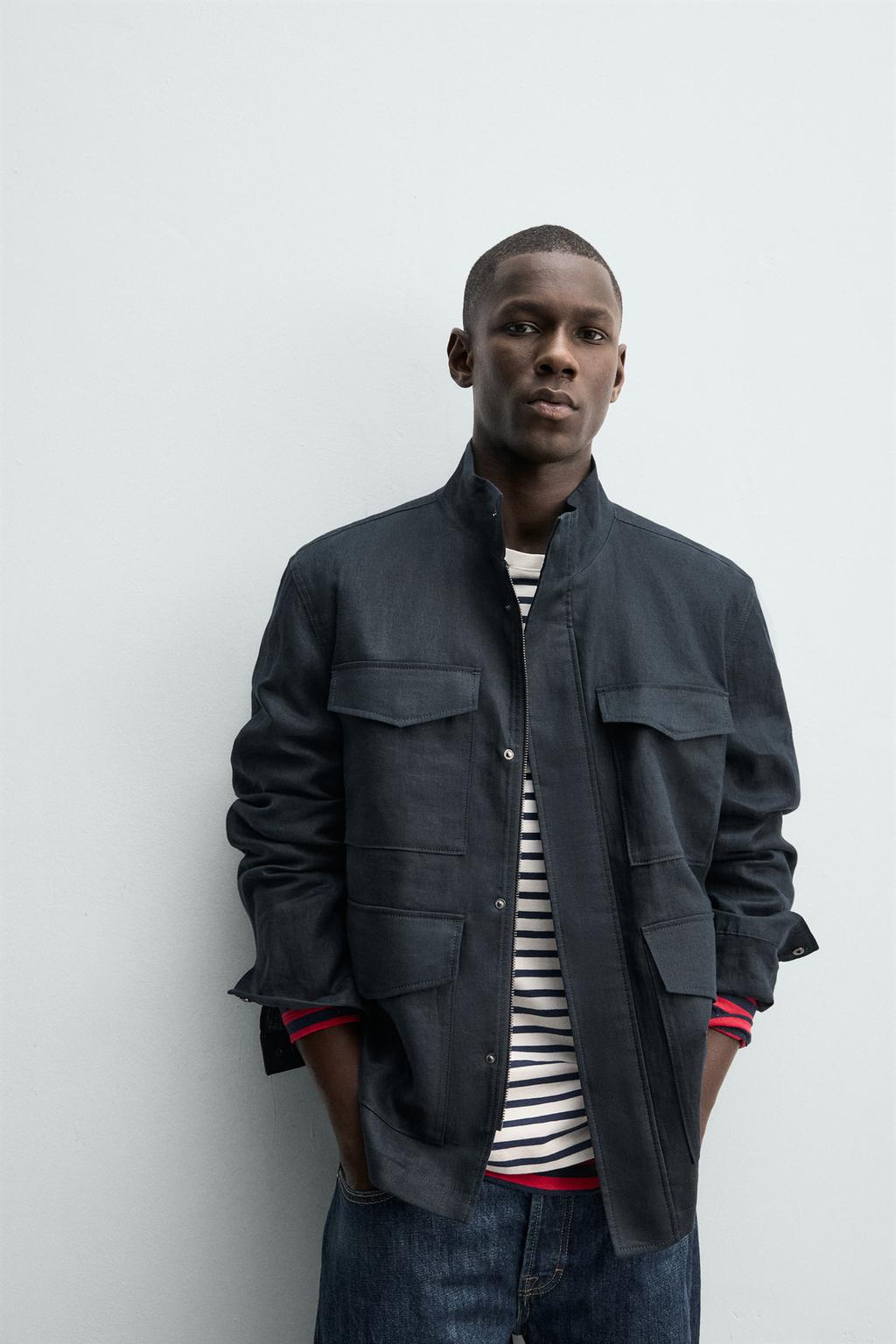 КУРТКА ИЗ 100% ЛЬНА С КАРМАНАМИ