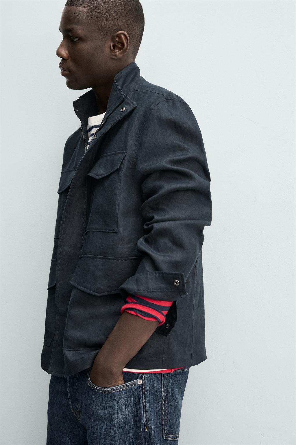 КУРТКА ИЗ 100% ЛЬНА С КАРМАНАМИ