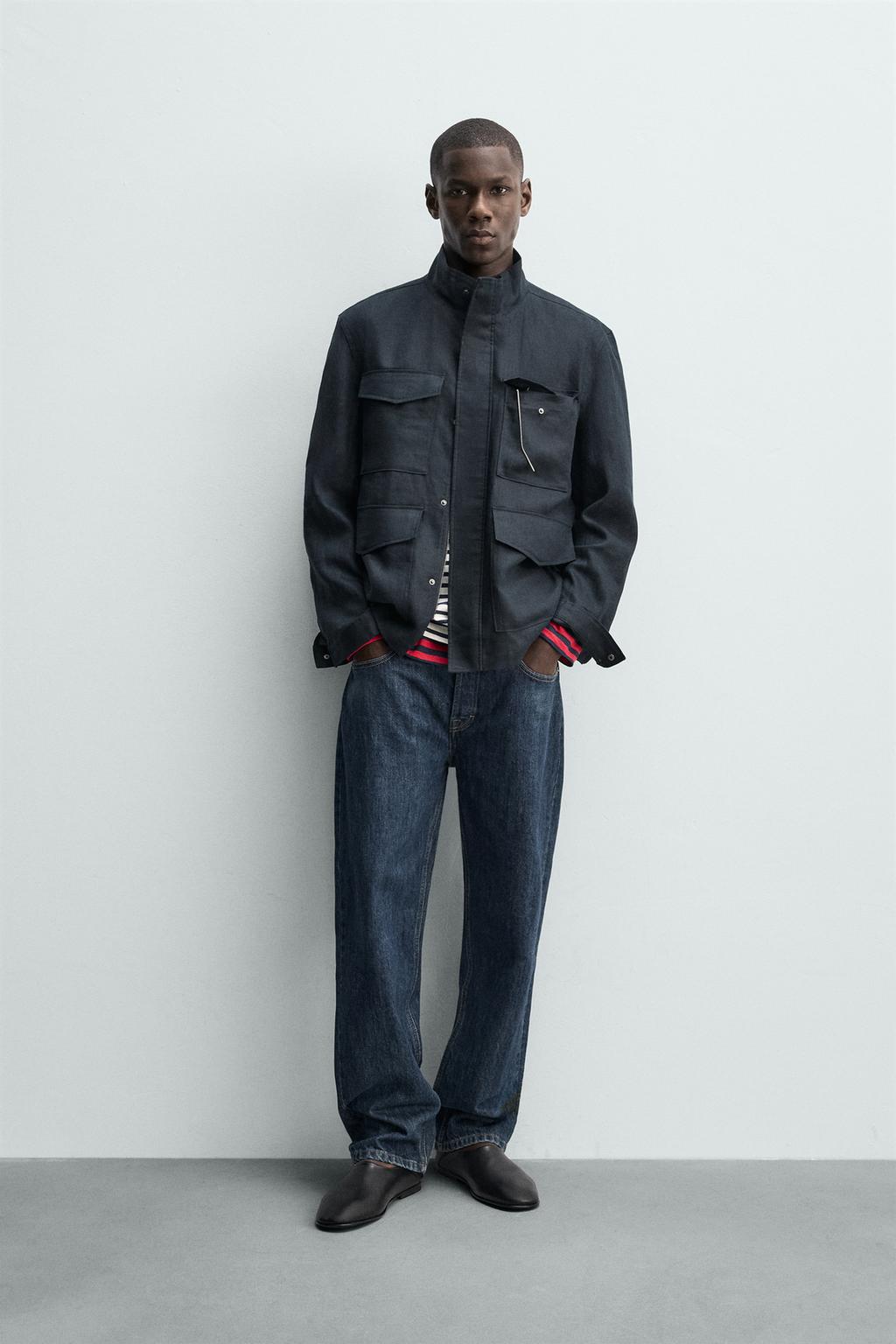 КУРТКА ИЗ 100% ЛЬНА С КАРМАНАМИ