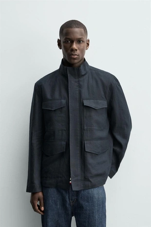 Куртка из 100% льна с карманами- Заказать в России