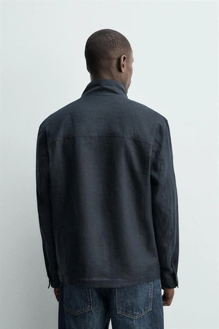 Куртка из 100% льна с карманами- Заказать в России