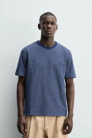 Жаккардовая футболка в полоску- Заказать в России