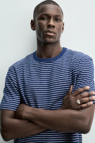 Жаккардовая футболка в полоску- Заказать в России