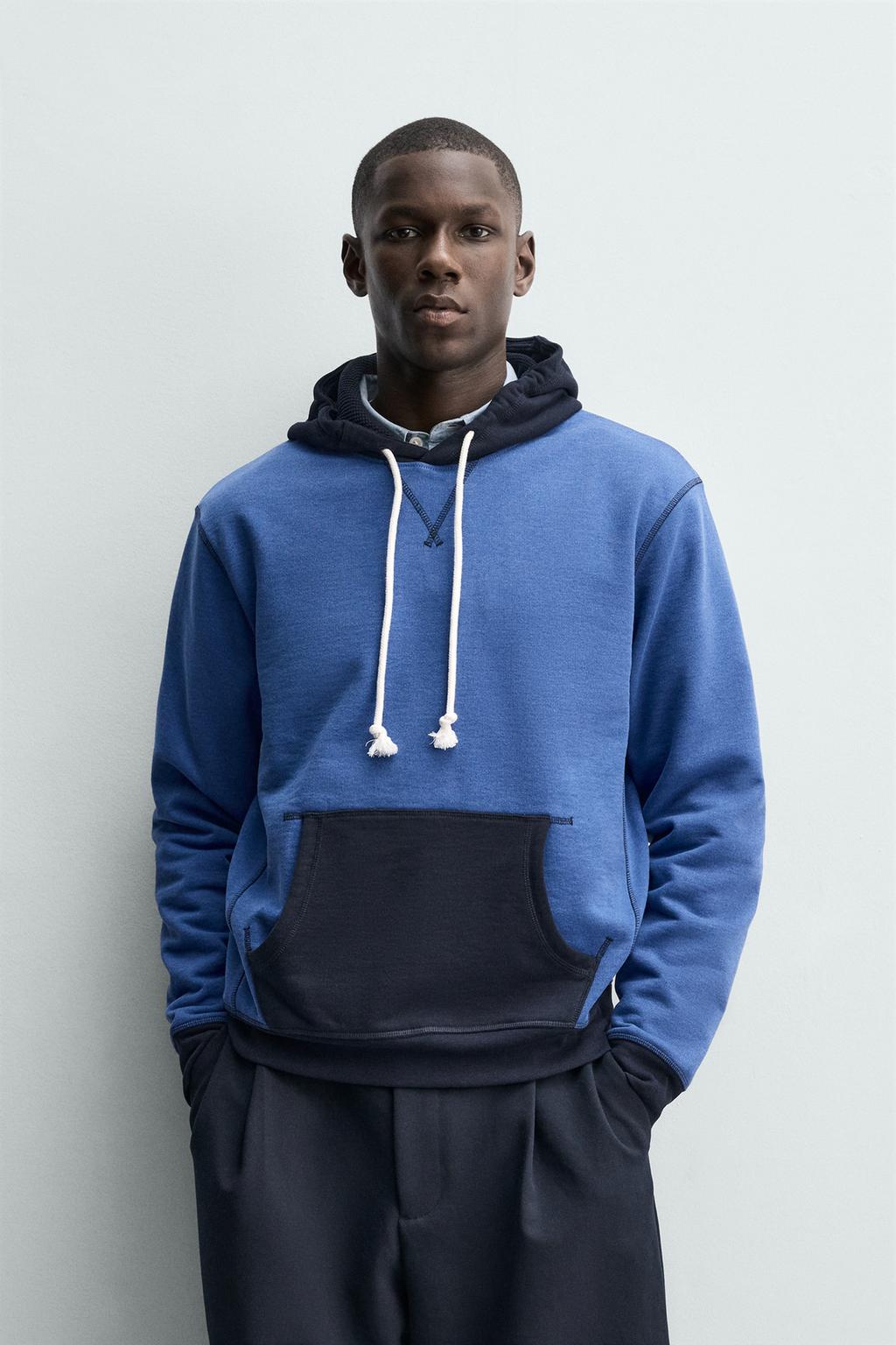 ХУДИ В СТИЛЕ КОЛОР-БЛОК С КАПЮШОНОМ И ВАФЕЛЬНЫМ УЗОРОМ