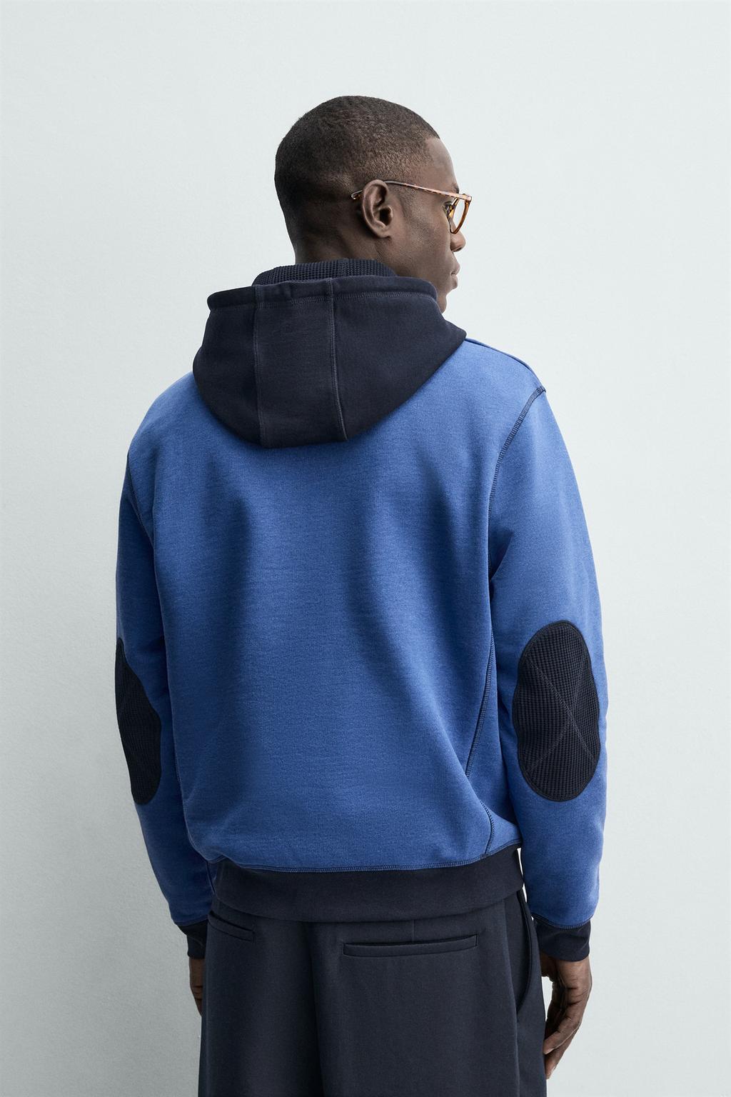 ХУДИ В СТИЛЕ КОЛОР-БЛОК С КАПЮШОНОМ И ВАФЕЛЬНЫМ УЗОРОМ