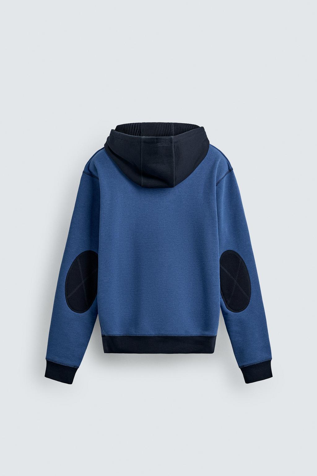 ХУДИ В СТИЛЕ КОЛОР-БЛОК С КАПЮШОНОМ И ВАФЕЛЬНЫМ УЗОРОМ