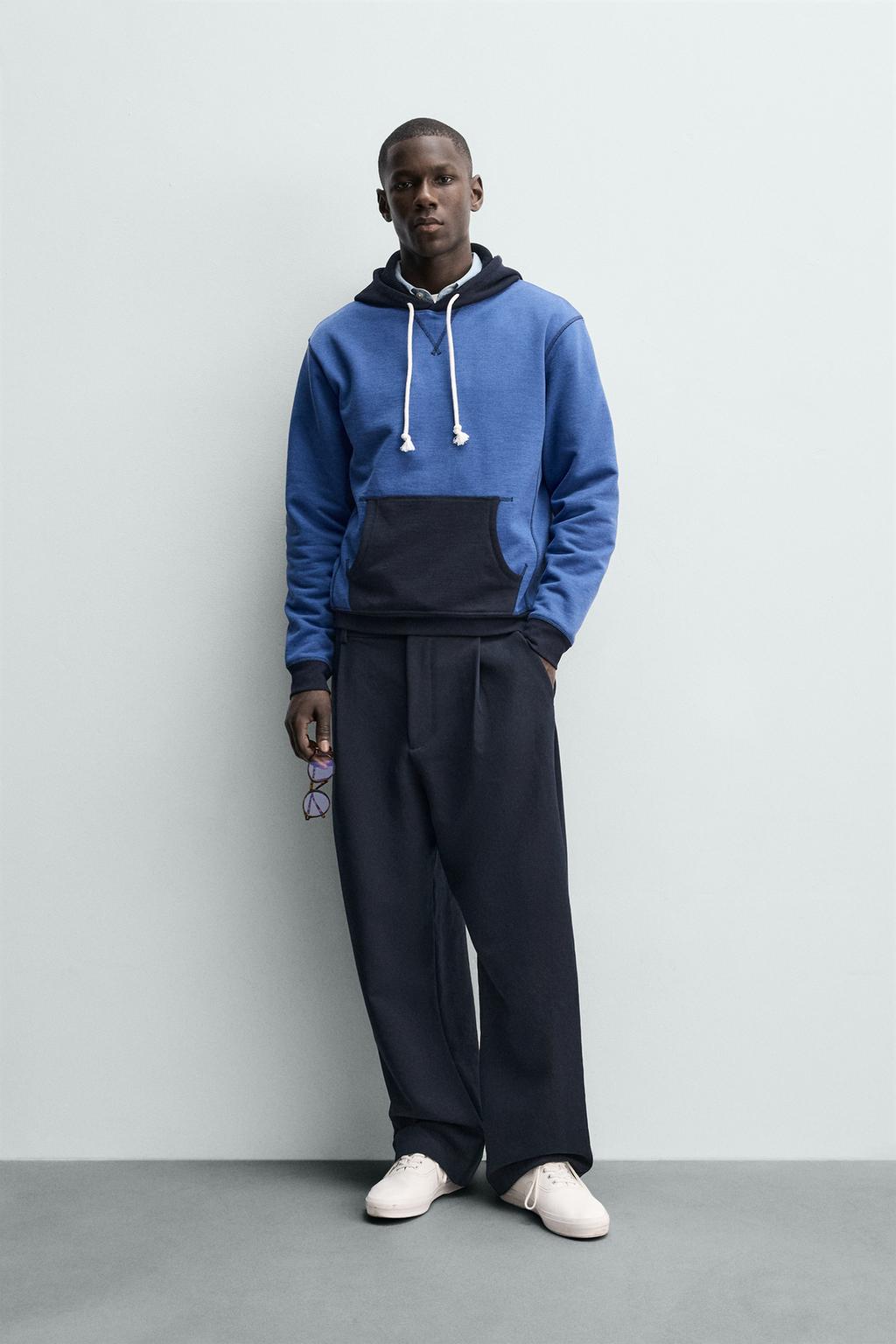 ХУДИ В СТИЛЕ КОЛОР-БЛОК С КАПЮШОНОМ И ВАФЕЛЬНЫМ УЗОРОМ