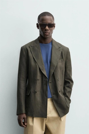 Двубортный блейзер из 100% льна- Заказать в России