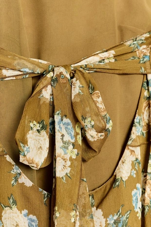 ecru/khaki | 2596/466/071 - Zara Платье с цветочными оборками