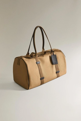 Хлопково-кожаная сумка для путешествий