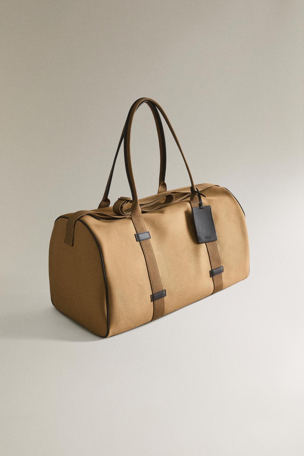 Хлопково-кожаная сумка для путешествий