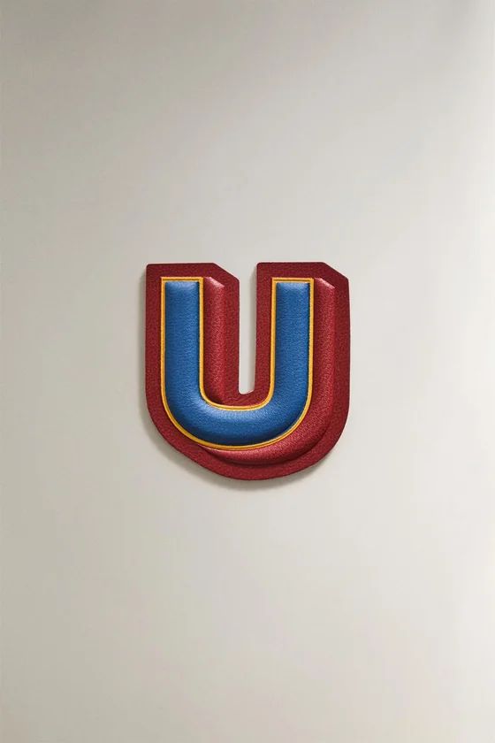 Кожаный нашивной патч с буквой u