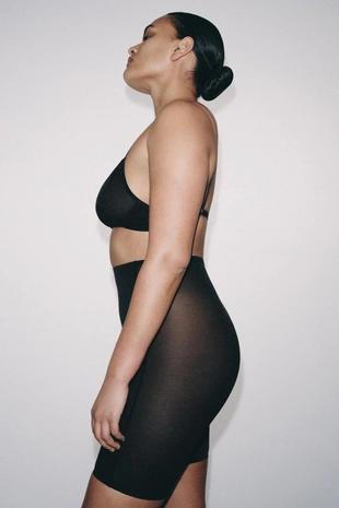 Шорты-велосипедки из полиамида с сеткой