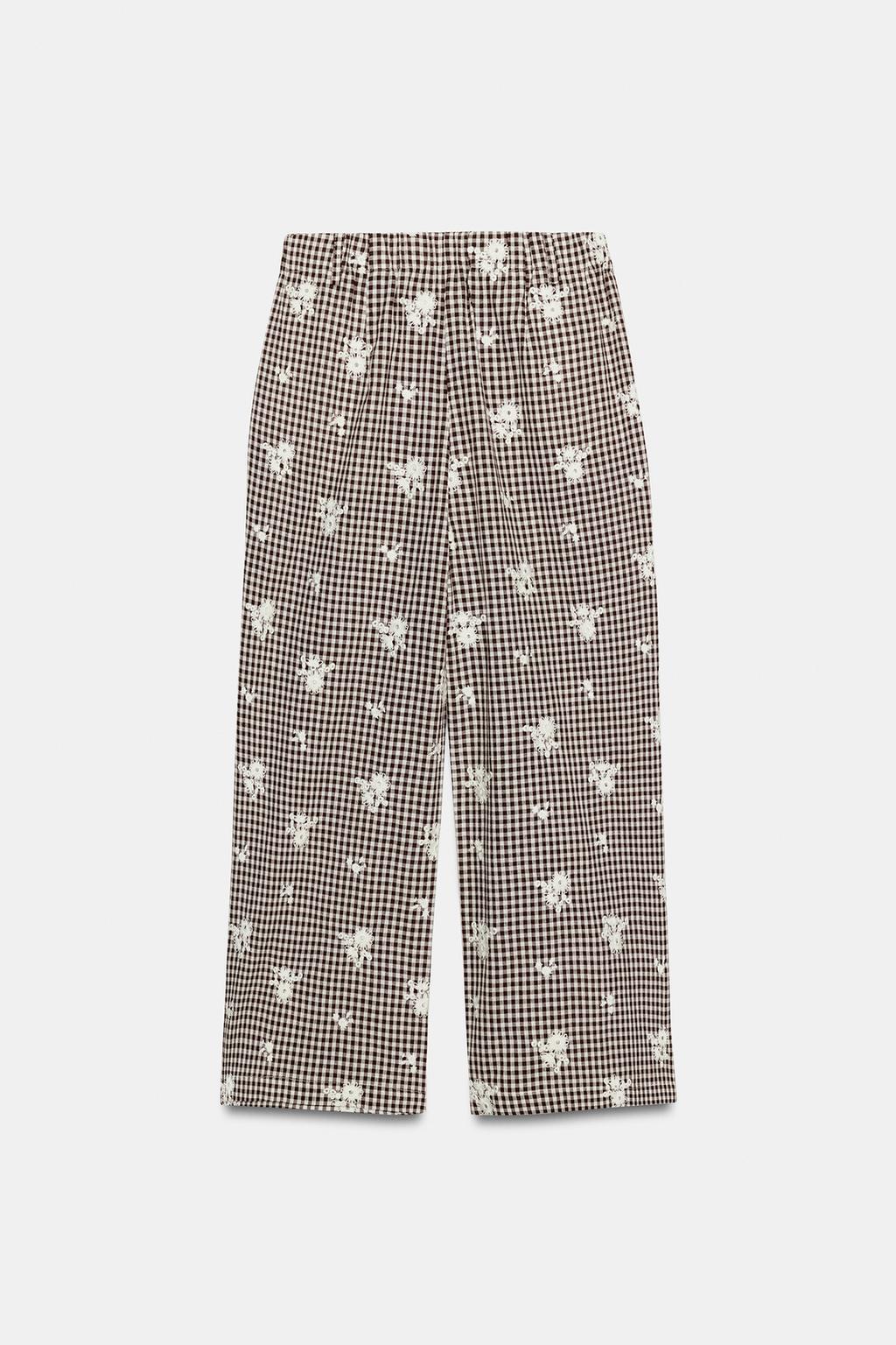 БРЮКИ-КЮЛОТЫ В КЛЕТКУ С ВЫШИВКОЙ