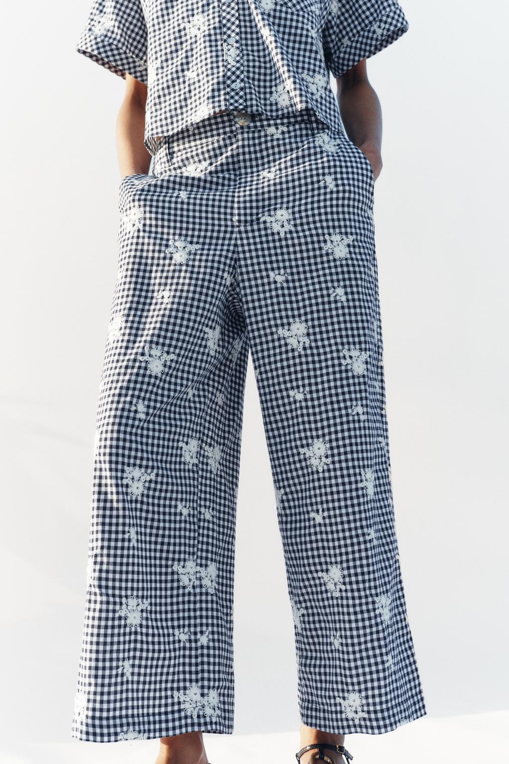 БРЮКИ-КЮЛОТЫ В КЛЕТКУ С ВЫШИВКОЙ В КОМПЛЕКТЕ