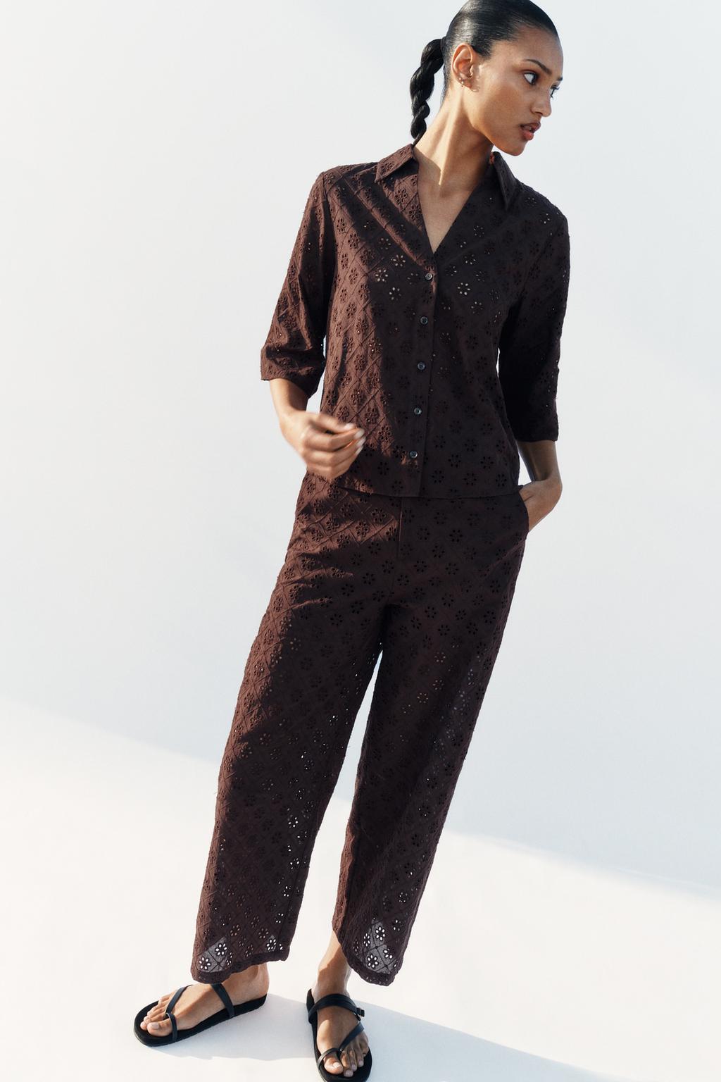 БРЮКИ-КЮЛОТЫ С АЖУРНОЙ ВЫШИВКОЙ