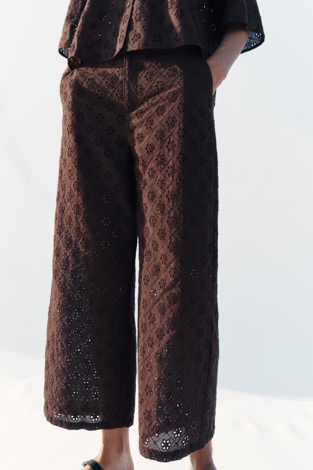 БРЮКИ-КЮЛОТЫ С АЖУРНОЙ ВЫШИВКОЙ