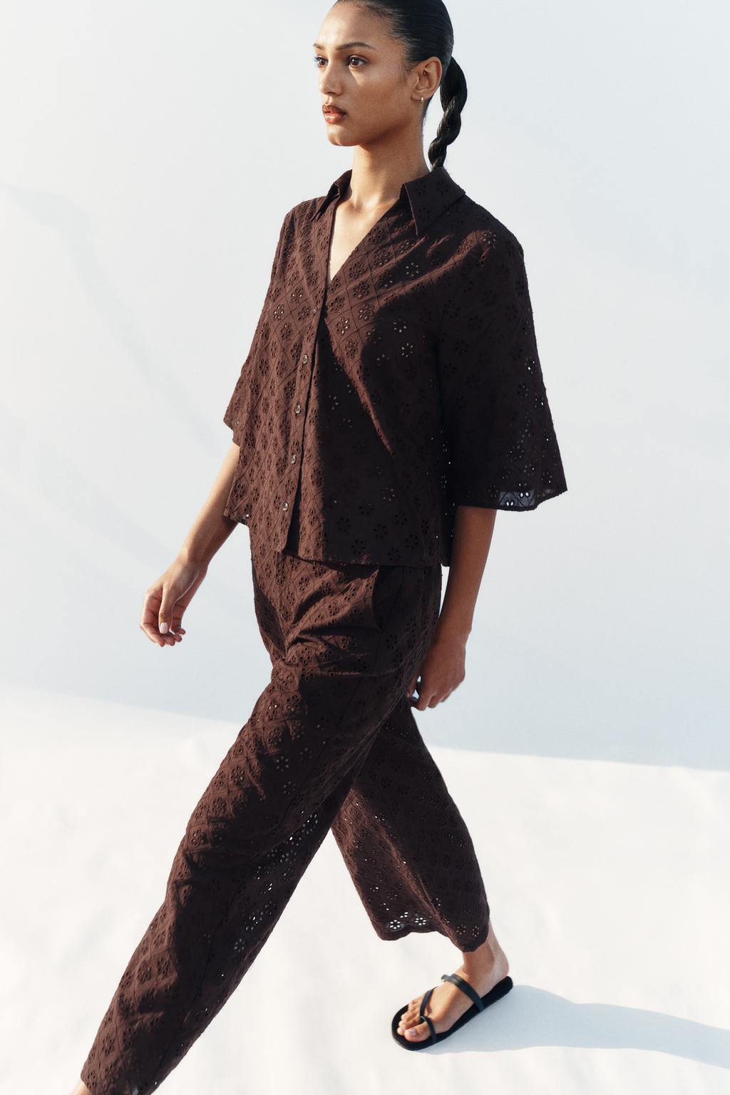 БРЮКИ-КЮЛОТЫ С АЖУРНОЙ ВЫШИВКОЙ