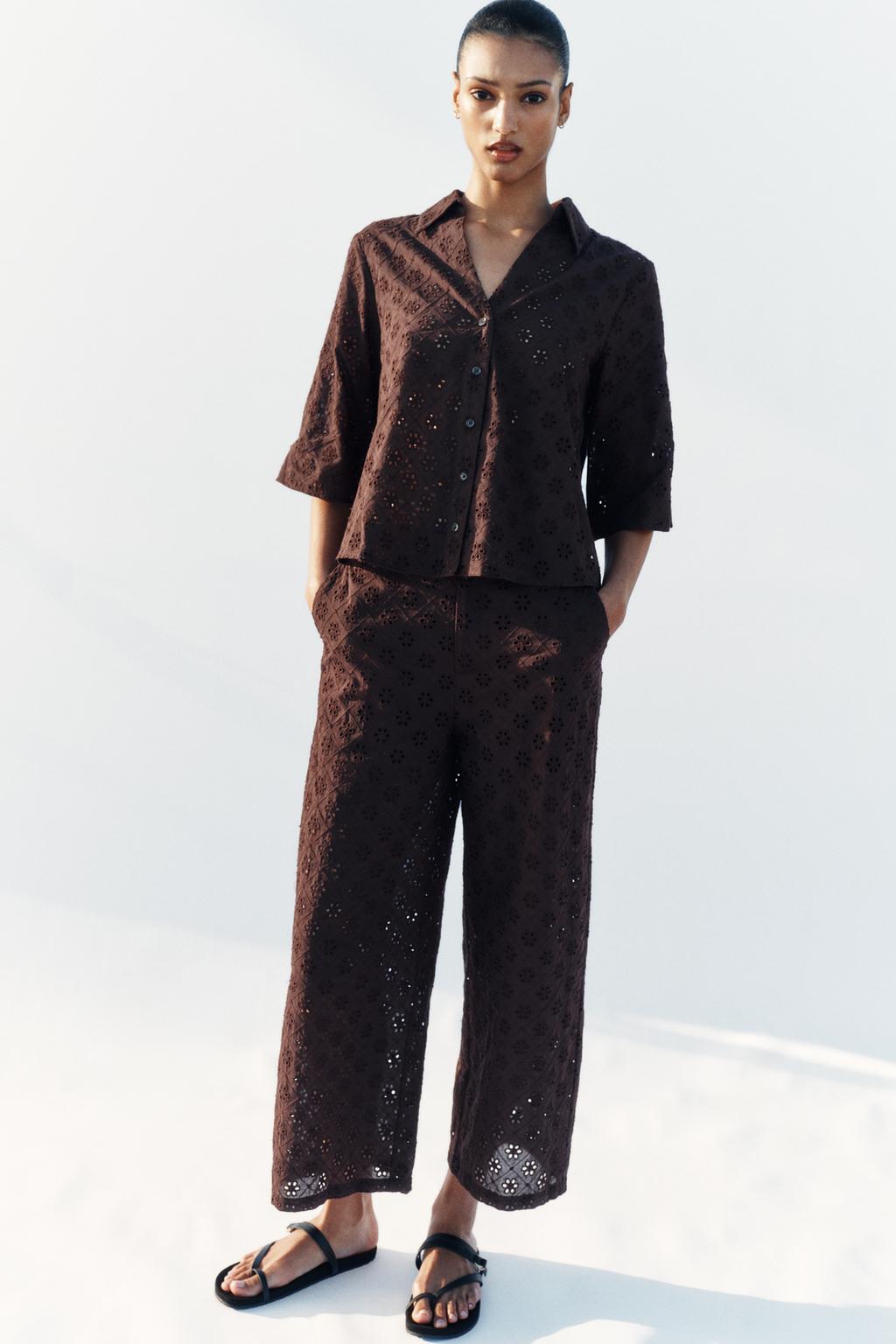 БРЮКИ-КЮЛОТЫ С АЖУРНОЙ ВЫШИВКОЙ