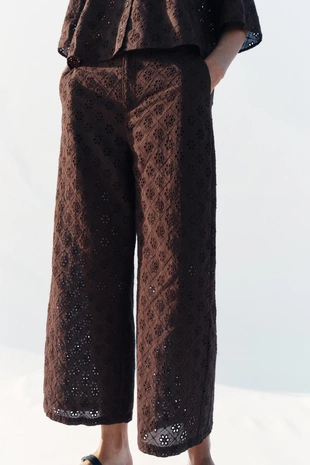 Брюки-кюлоты с ажурной вышивкой- Заказать в России