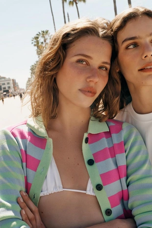 Кардиган в полоску- Заказать в России