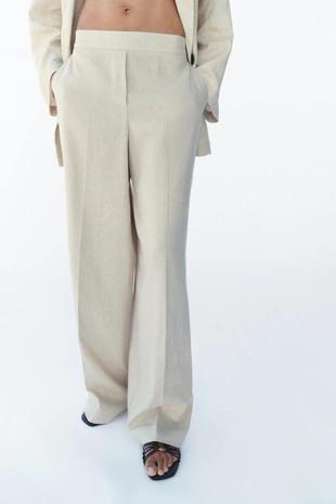 Прямые брюки из льна