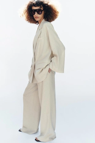 Прямые брюки из льна