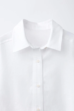 Однотонная рубашка из смесового льна- Заказать в России