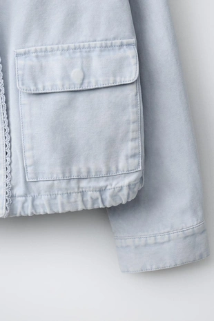 Джинсовая куртка с кружевом- Заказать в России