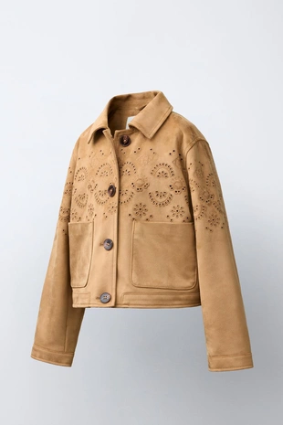 Куртка из искусственной замши с вышивкой- Заказать в России