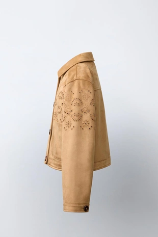 Куртка из искусственной замши с вышивкой- Заказать в России