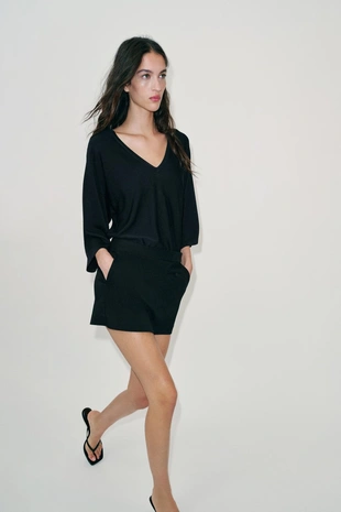 Black | 2662/547/800 - Zara Юбка-шорты с карманами