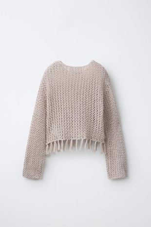 Трикотажный джемпер с бахромой- Заказать в России