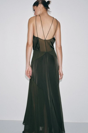Khaki | 1758/134/505 - Zara Длинное платье халтер