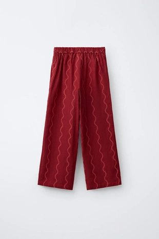 Брюки Wide Leg с волнистым узором и льном- Заказать в России