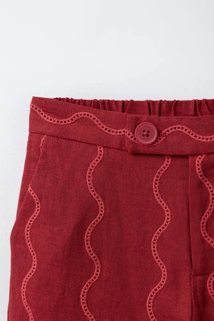 Брюки Wide Leg с волнистым узором и льном- Заказать в России