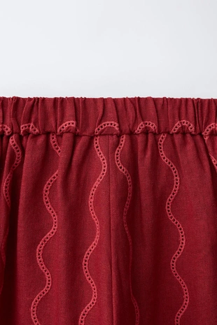 Брюки Wide Leg с волнистым узором и льном- Заказать в России