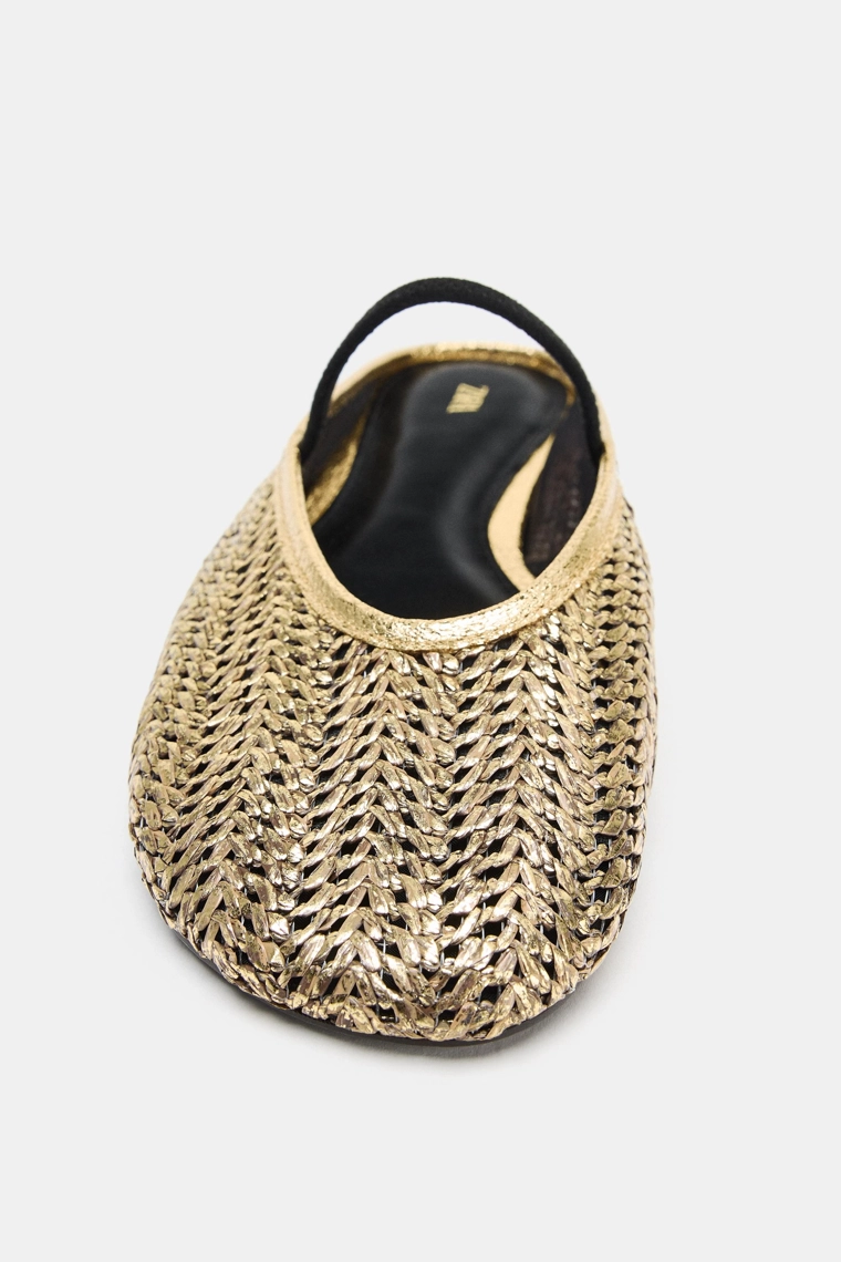 Тканевые металлические балетки-мюли