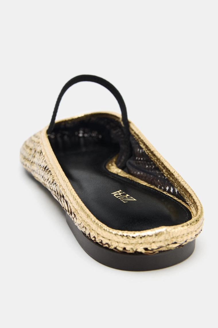 Тканевые металлические балетки-мюли