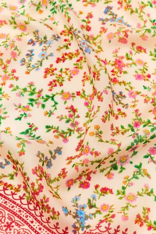 Ecru | 3921/010/712 - Zara Шелковый шарф с цветочным принтом и бусинами