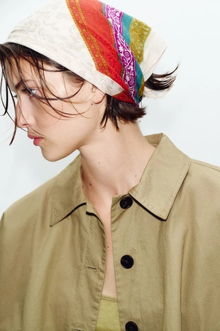 Multicoloured | 3921/009/330 - Zara Шарф с принтом и бусинами