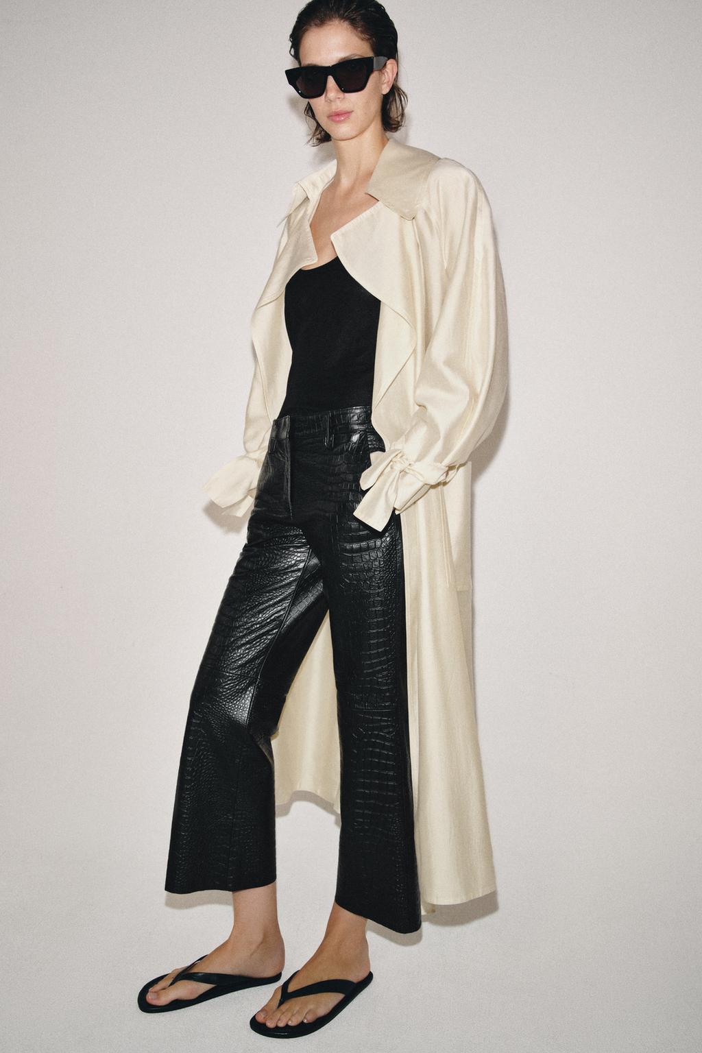 БРЮКИ ИЗ КОЖИ С ТИСНЕНИЕМ ПОД КОЖУ КРОКОДИЛА — ZW COLLECTION LIMITED EDITION