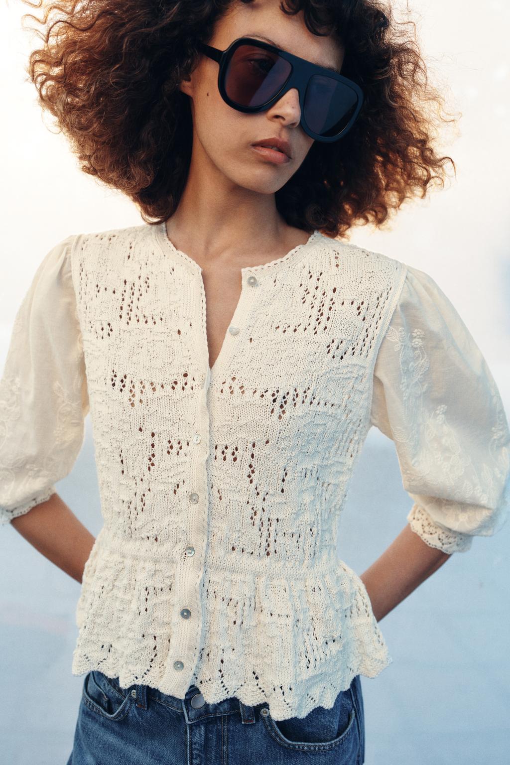 РОМАНТИЧНЫЙ КАРДИГАН С КОМБИНИРОВАННЫМИ ДЕТАЛЯМИ