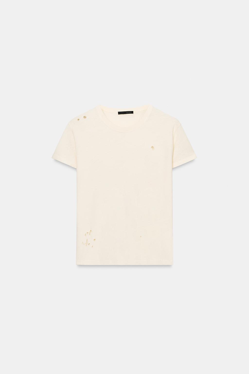 ФУТБОЛКА С РАЗРЕЗАМИ И КОРОТКИМИ РУКАВАМИ