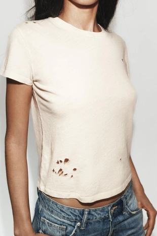 Футболка с разрезами и короткими рукавами- Заказать в России